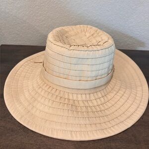 Cream Quilted Wide-Brim Sun Hat